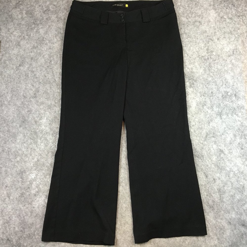 Lane Bryant Dress Pants 2 16 Right Fit Yellow Square Wide Leg High Rise Black